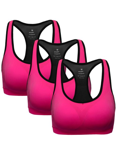 MIRITY Women Racerback Sports Bras - High Impact Workout Gym Activewear Bra Pack of 3