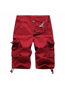 MHSLKER Summer Men's Cargo Shorts Loose Casual Multi-Pocket Classic Fit Short