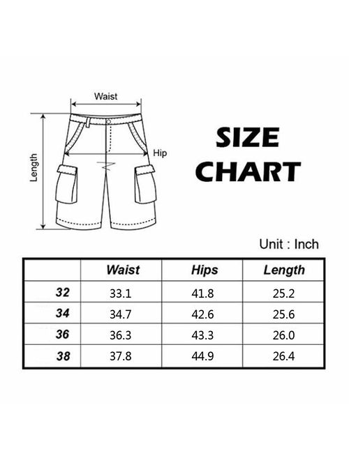 MHSLKER Summer Men's Cargo Shorts Loose Casual Multi-Pocket Classic Fit Short