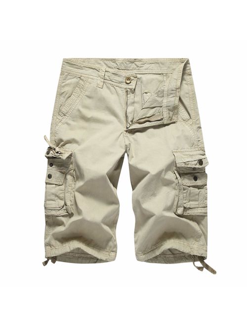 MHSLKER Summer Men's Cargo Shorts Loose Casual Multi-Pocket Classic Fit Short