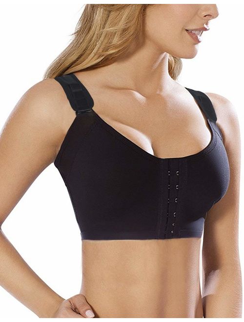 SHAPERX Women's Post-Surgery Front Closure Brassiere Sports Bra