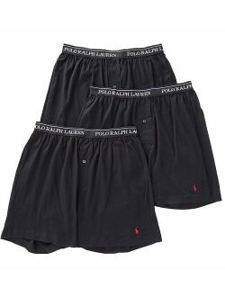 Knit Boxer Shorts with Moisture Wicking 100% Cotton - 3 Pack (L, Black 3)