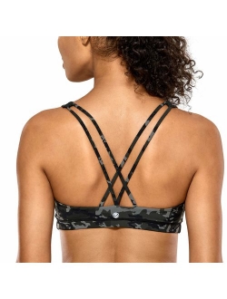 Women's Low Impact Wirefree Padded Yoga Sports Bra Strappy Back Activewear for Women