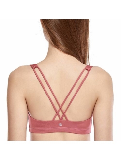 Women's Low Impact Wirefree Padded Yoga Sports Bra Strappy Back Activewear for Women