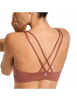 Women's Low Impact Wirefree Padded Yoga Sports Bra Strappy Back Activewear for Women