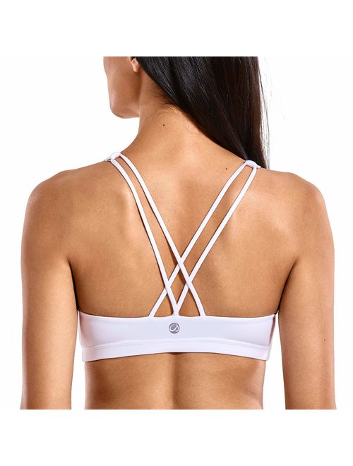 CRZ YOGA Women's Low Impact Wirefree Padded Yoga Sports Bra Strappy Back Activewear for Women