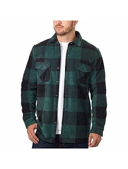 Men's Plaid Fleece Jackets Super Plush Sherpa Lined Jacket Shirt