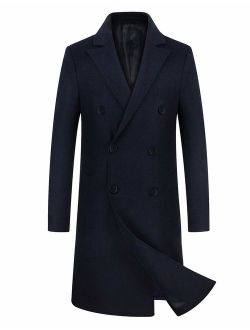 zeetoo Men's Wool Trench Coat Winter Slim Fit Wool Jacket Long Peacoat Overcoat