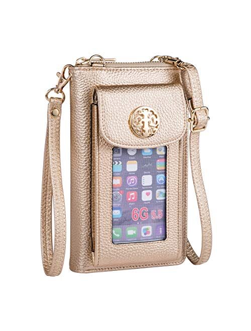 Heaye Crossbody Cell Phone Purse for Women Wristlet Wallet with Phone Holder RFID