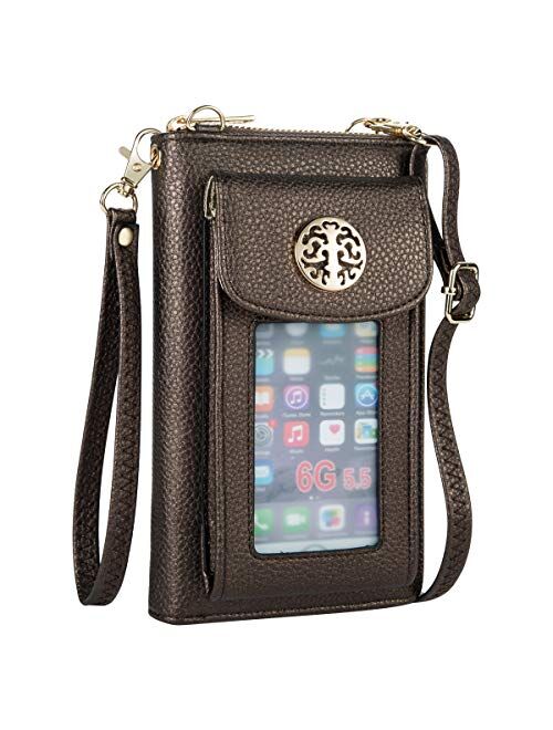 Heaye Crossbody Cell Phone Purse for Women Wristlet Wallet with Phone Holder RFID