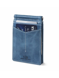 SERMAN BRANDS RFID Blocking Wallet Slim Bifold - Genuine Leather Minimalist Front Pocket Wallets for Men with Money Clip