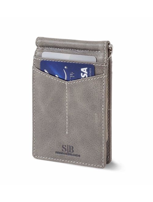 SERMAN BRANDS RFID Blocking Wallet Slim Bifold - Genuine Leather Minimalist Front Pocket Wallets for Men with Money Clip