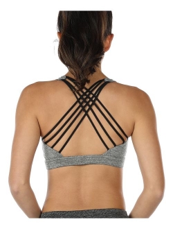 icyzone Sports Bras for Women - Activewear Strappy Padded Workout Yoga Tops Bra