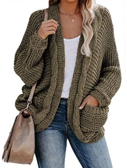 Womens Open Front Long Sleeve Thin Knit Cardigan Sweater S-XXL