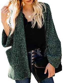 Womens Open Front Long Sleeve Thin Knit Cardigan Sweater S-XXL