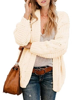 Womens Open Front Long Sleeve Thin Knit Cardigan Sweater S-XXL