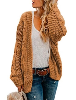 Womens Open Front Long Sleeve Thin Knit Cardigan Sweater S-XXL