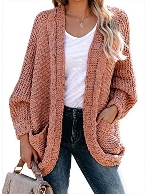 Dokotoo Womens Open Front Long Sleeve Thin Knit Cardigan Sweater S-XXL