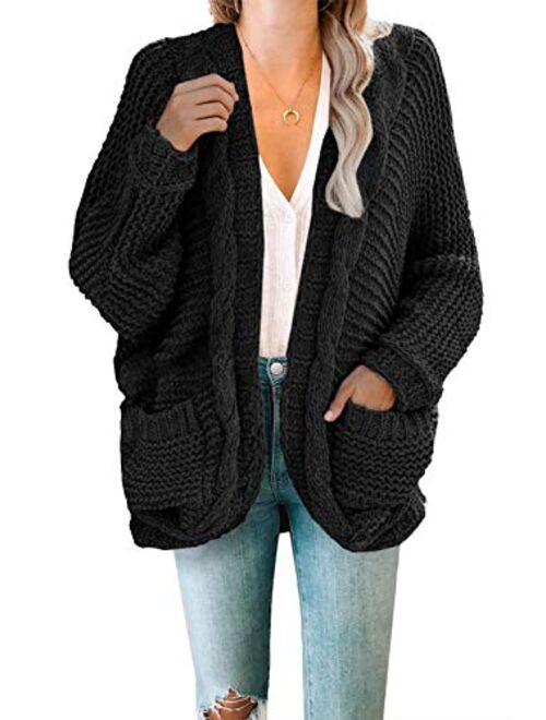 Dokotoo Womens Open Front Long Sleeve Thin Knit Cardigan Sweater S-XXL