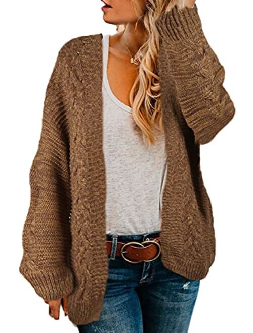 Dokotoo Womens Open Front Long Sleeve Thin Knit Cardigan Sweater S-XXL