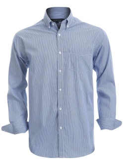 Double Pump Mens Button Down Shirts 100% Cotton Long Sleeve Shirts Regular Fit