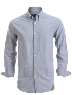 Double Pump Mens Button Down Shirts 100% Cotton Long Sleeve Shirts Regular Fit