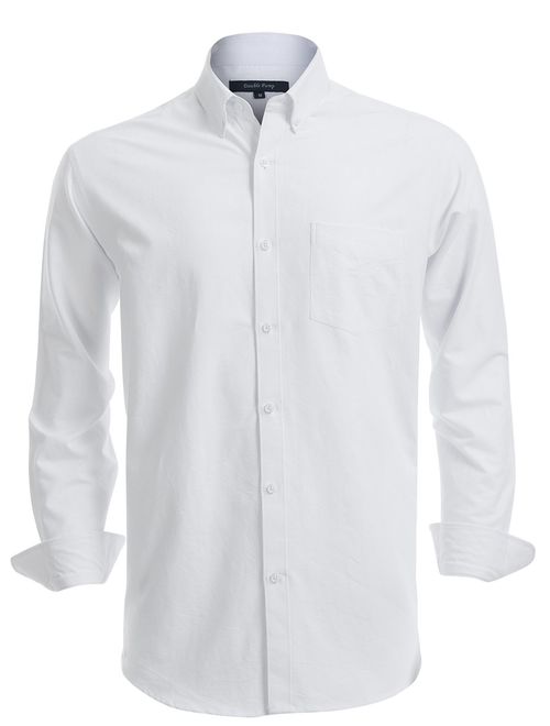 Double Pump Mens Button Down Shirts 100% Cotton Long Sleeve Shirts Regular Fit