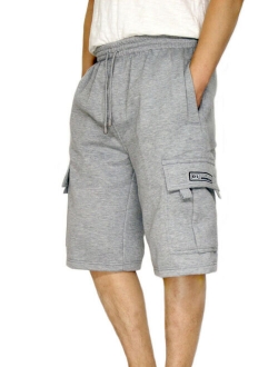 DREAM USA Men's Heavyweight Fleece Cargo Shorts