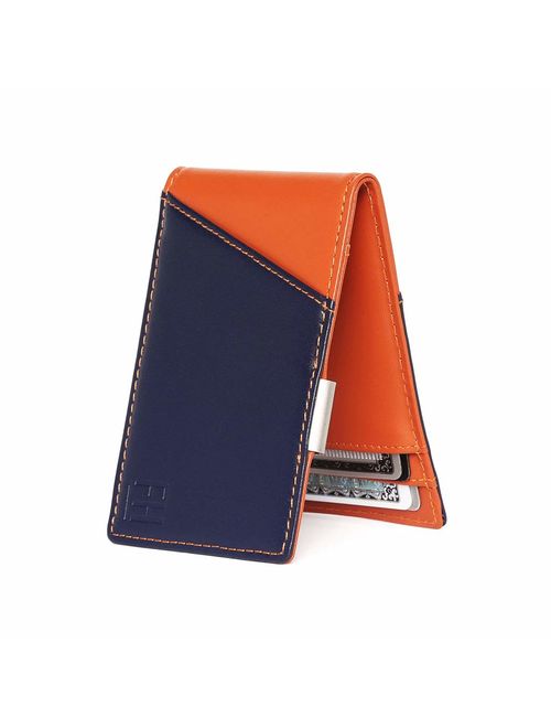 F&H Signature Slim RFID Money Clip Wallet in Top Grain Leather