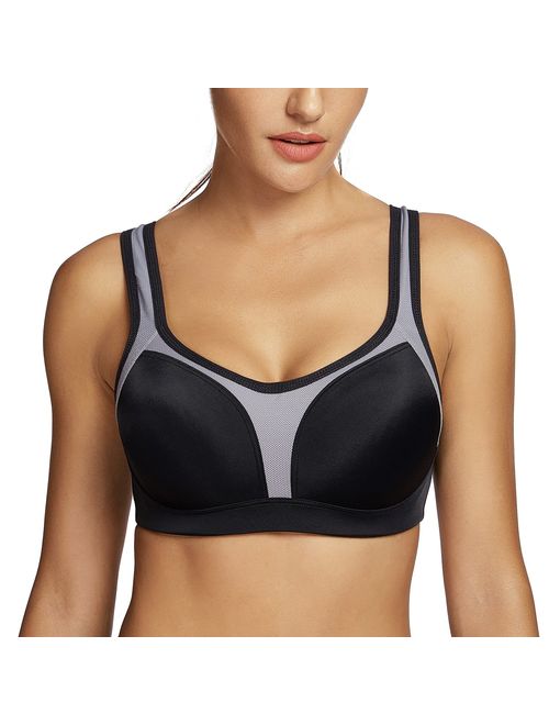 SYROKAN Women's Underwire Firm Support Contour High Impact Sports Bra