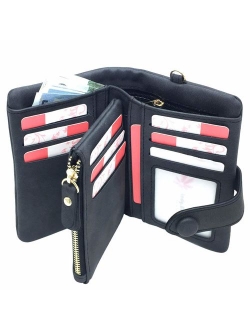 Ladies Wallet RFID Blocking Women Leather Wristlet Clutch Card Coin Purse Bifold