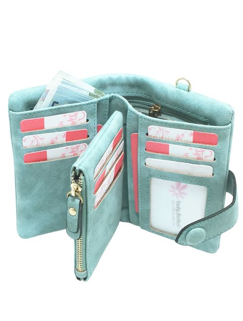 Ladies Wallet RFID Blocking Women Leather Wristlet Clutch Card Coin Purse Bifold