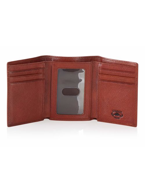 Stealth Mode Trifold Leather Wallet for Men with RFID Blocking