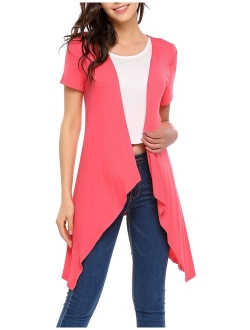 Beyove Womens Long Vests Sleeveless Draped Lightweight Open Front Cardigan Layering Vest with Side Pockets