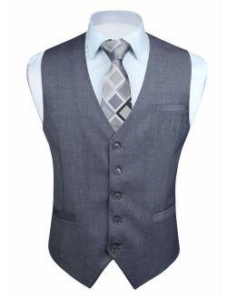 Men's Suit Vest Business Formal Dress Waistcoat Vest with 3 Pockets for Suit or Tuxedo