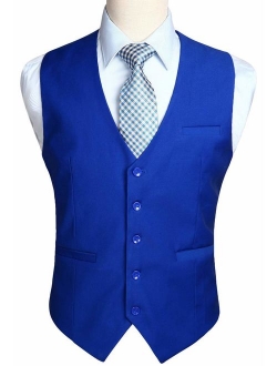 Men's Suit Vest Business Formal Dress Waistcoat Vest with 3 Pockets for Suit or Tuxedo