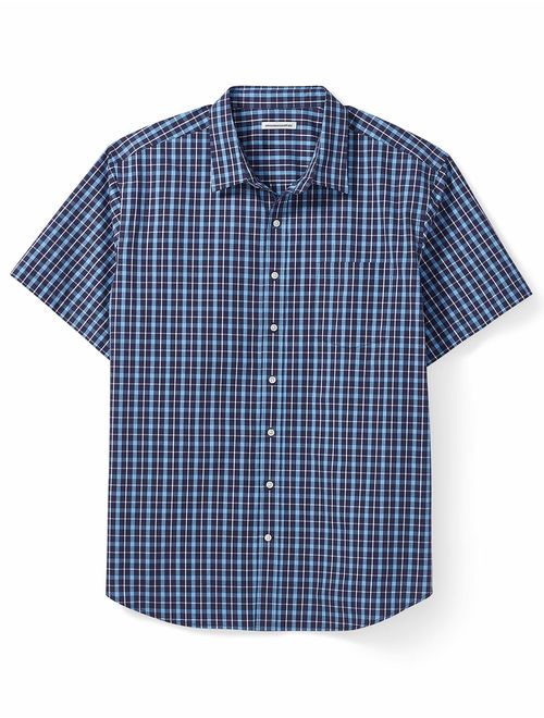 Amazon Essentials Men's Big and Tall Short-Sleeve Plaid Shirt fit by DXL