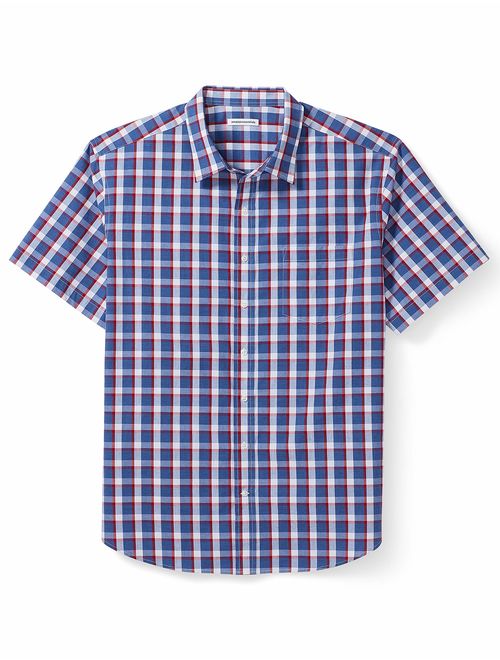 Amazon Essentials Men's Big and Tall Short-Sleeve Plaid Shirt fit by DXL