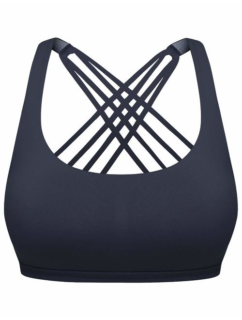 QUEENIEKE Womens Yoga Sport Bra Light Support Strappy Free to Be Bra