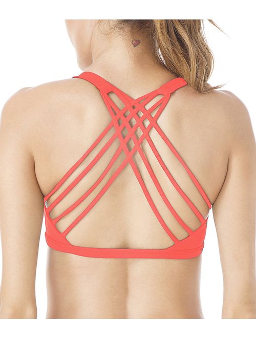 QUEENIEKE Womens Yoga Sport Bra Light Support Strappy Free to Be Bra