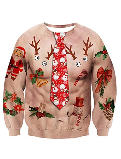 RAISEVERN Women Men Ugly Christmas Sweater Holiday Party Xmas Pullover Sweatshirt