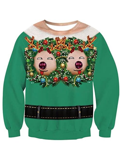 RAISEVERN Women Men Ugly Christmas Sweater Holiday Party Xmas Pullover Sweatshirt