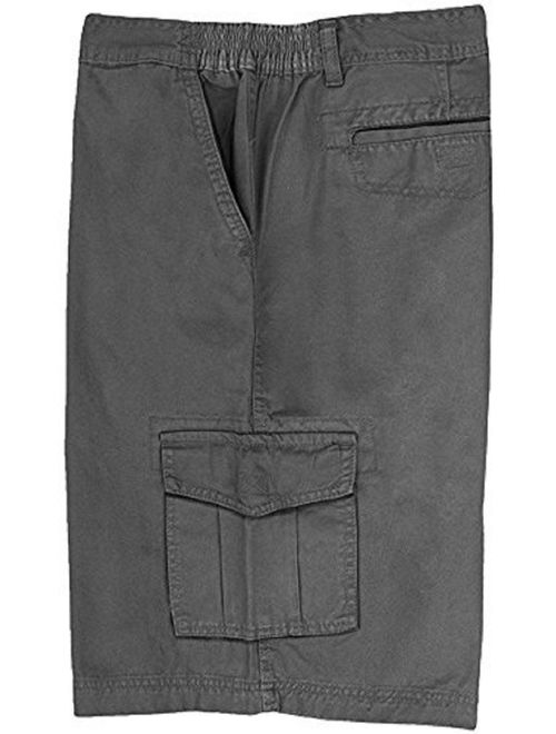 Full Blue Big Men's Cargo Shorts with Expandable Waist