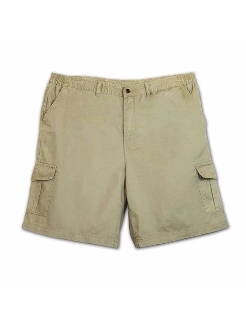 Full Blue Big Men's Cargo Shorts with Expandable Waist