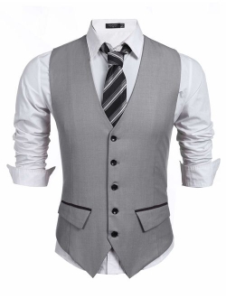 Men's Business Suit Vest,Slim Fit Skinny Wedding Waistcoat