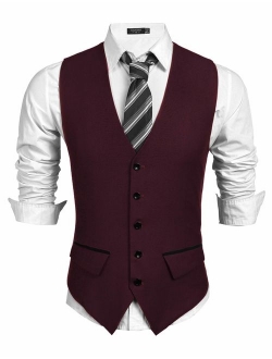 Men's Business Suit Vest,Slim Fit Skinny Wedding Waistcoat