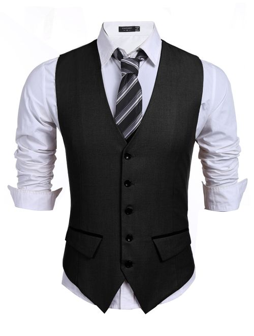 COOFANDY Men's Business Suit Vest,Slim Fit Skinny Wedding Waistcoat