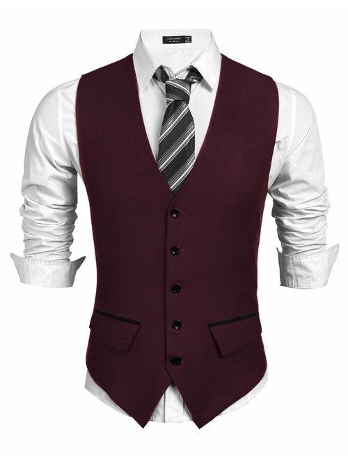 COOFANDY Men's Business Suit Vest,Slim Fit Skinny Wedding Waistcoat