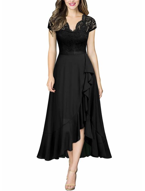 Miusol Women's Formal Floral Lace Ruffle Cocktail Party Dress