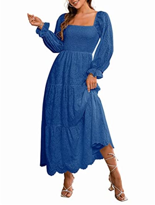 BerryGo Embroidery Pearl Button Down Dress V Neck Spaghetti Strap Front Slit Maxi Dress